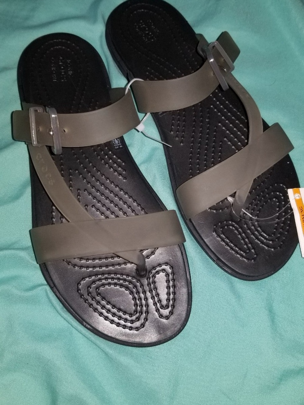 CROCS transparent Charcoal and Black Strappy Tulum Sandals with toe post